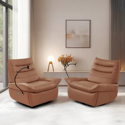 Upholstered Power Recliner Leather Lounge Chair for Living (Set of 2)