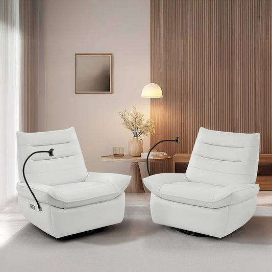 Upholstered Power Recliner Leather Lounge Chair for Living (Set of 2)