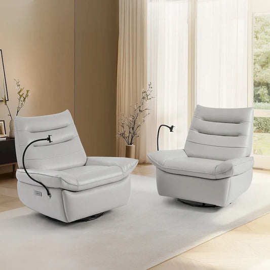 Upholstered Power Recliner Leather Lounge Chair for Living (Set of 2)