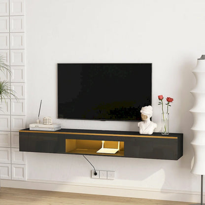 Floating TV Stand Wall Mounted with 16 Color LEDs,69 Modern TV Stand, Floating TV Cabinet Entertainment Center
