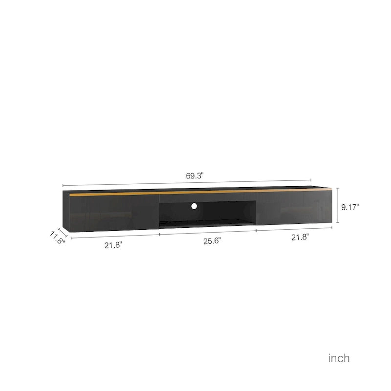 Floating TV Stand Wall Mounted with 16 Color LEDs,69 Modern TV Stand, Floating TV Cabinet Entertainment Center