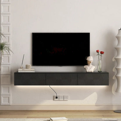 Floating TV Stand Wall Mounted with 16 Color LEDs,69 Modern TV Stand, Floating TV Cabinet Entertainment Center