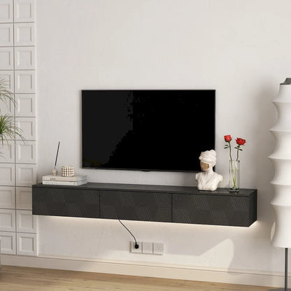 Floating TV Stand Wall Mounted with 16 Color LEDs,69 Modern TV Stand, Floating TV Cabinet Entertainment Center