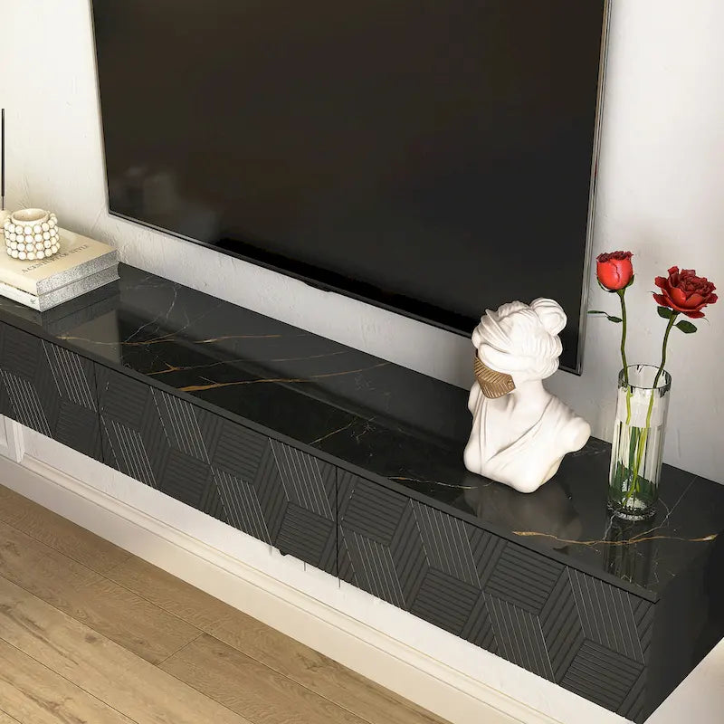 Floating TV Stand Wall Mounted with 16 Color LEDs,69 Modern TV Stand, Floating TV Cabinet Entertainment Center