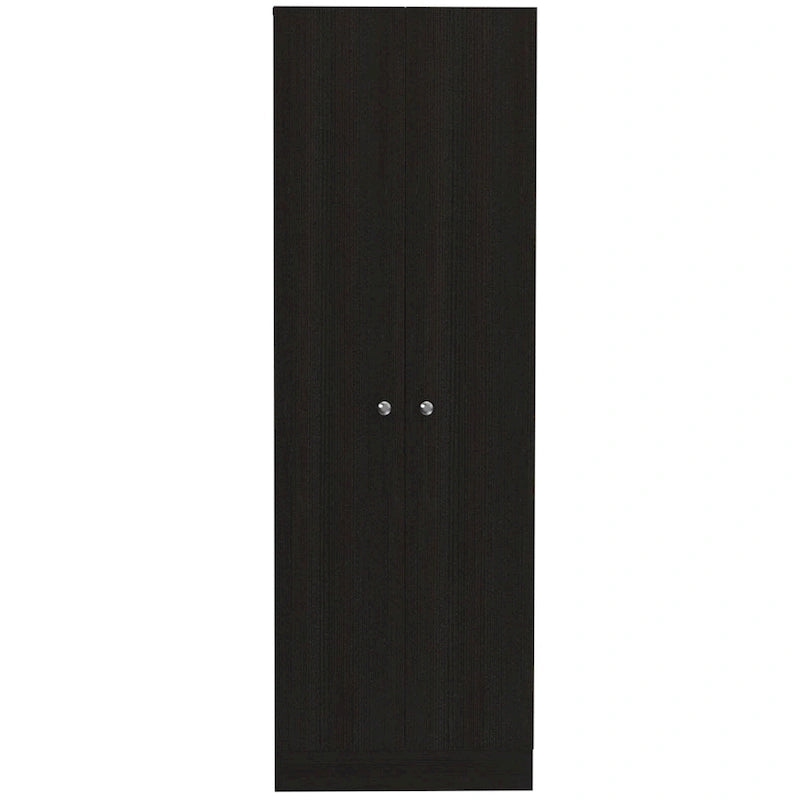 HomeRoots 71 Black Wood Pantry Or Storage Closet - 23.6' X '70.8' X '11.8