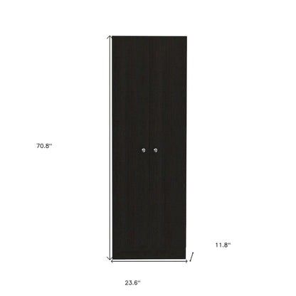 HomeRoots 71 Black Wood Pantry Or Storage Closet - 23.6' X '70.8' X '11.8