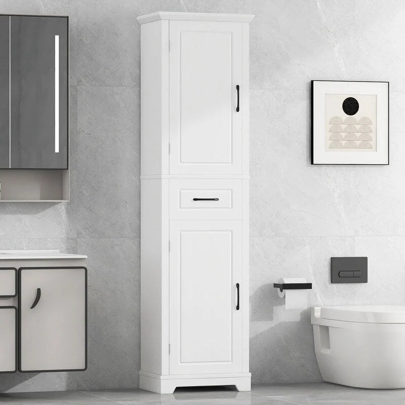 Tall Bathroom Storage Cabinet, Freestanding Storage Cabinet with Two Doors and Adjustable Shelves, Door Shelve Design