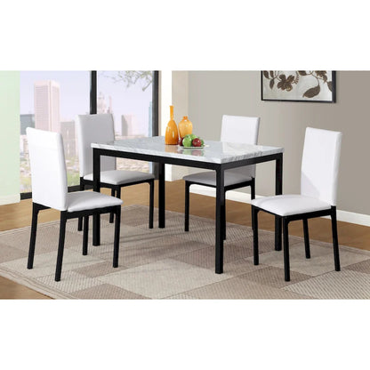 5-Piece Dining Table and Chair Set, Kitchen Dining Furniture Set with Faux Marble Rectangular Table and 4 Chairs