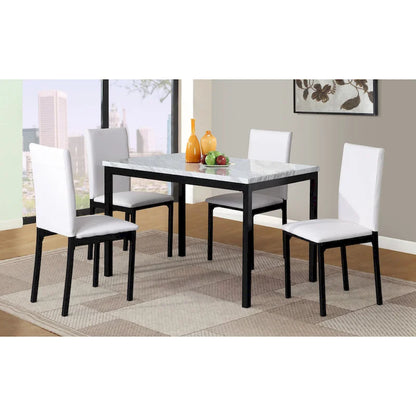 5-Piece Dining Table and Chair Set, Kitchen Dining Furniture Set with Faux Marble Rectangular Table and 4 Chairs