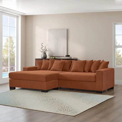 111 Corduroy L-Shaped Sectional Sofa with Convertible Chaise