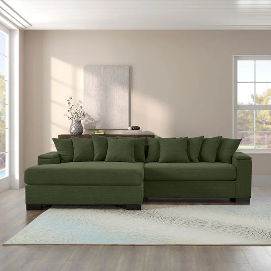111 Corduroy L-Shaped Sectional Sofa with Convertible Chaise