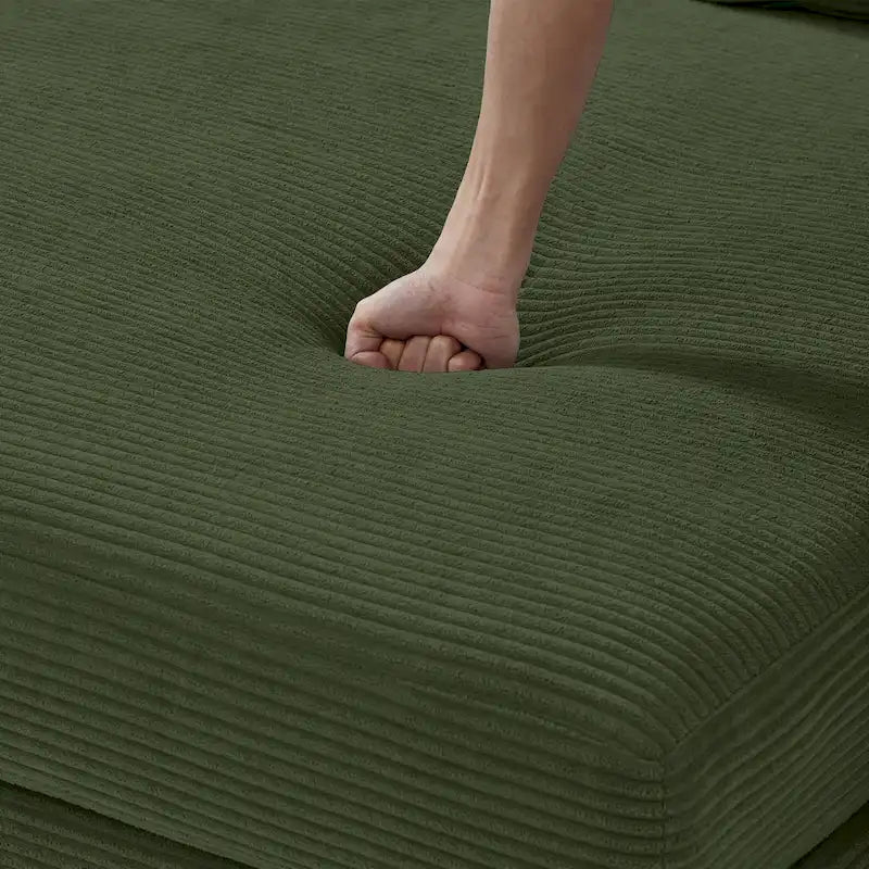 111 Corduroy L-Shaped Sectional Sofa with Convertible Chaise