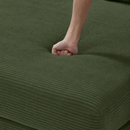 111 Corduroy L-Shaped Sectional Sofa with Convertible Chaise