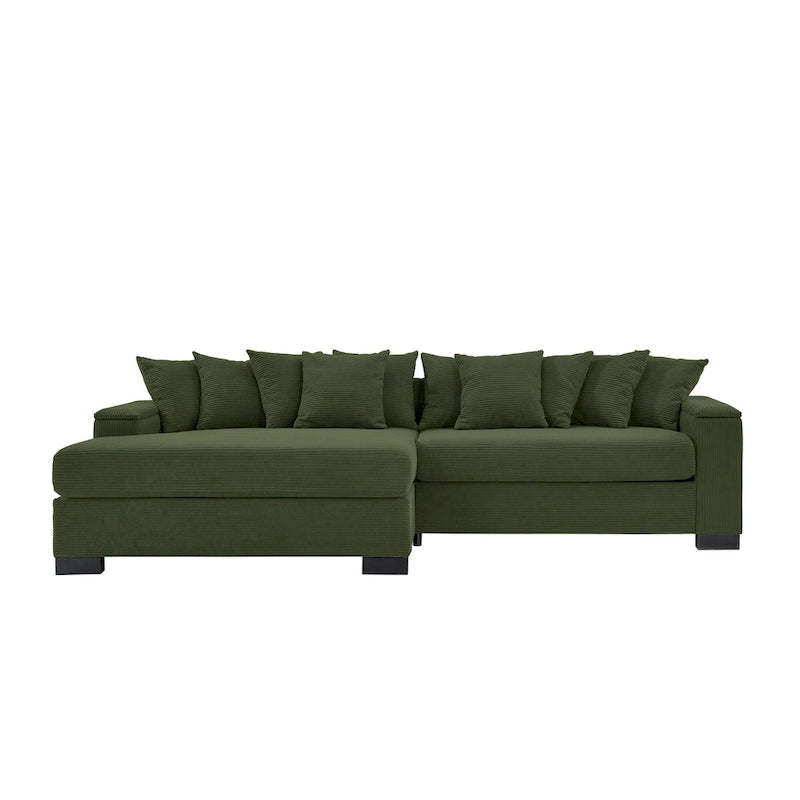 111 Corduroy L-Shaped Sectional Sofa with Convertible Chaise