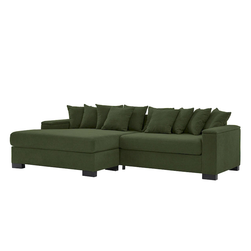 111 Corduroy L-Shaped Sectional Sofa with Convertible Chaise