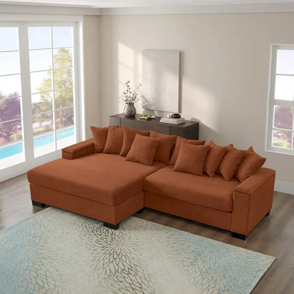 111 Corduroy L-Shaped Sectional Sofa with Convertible Chaise