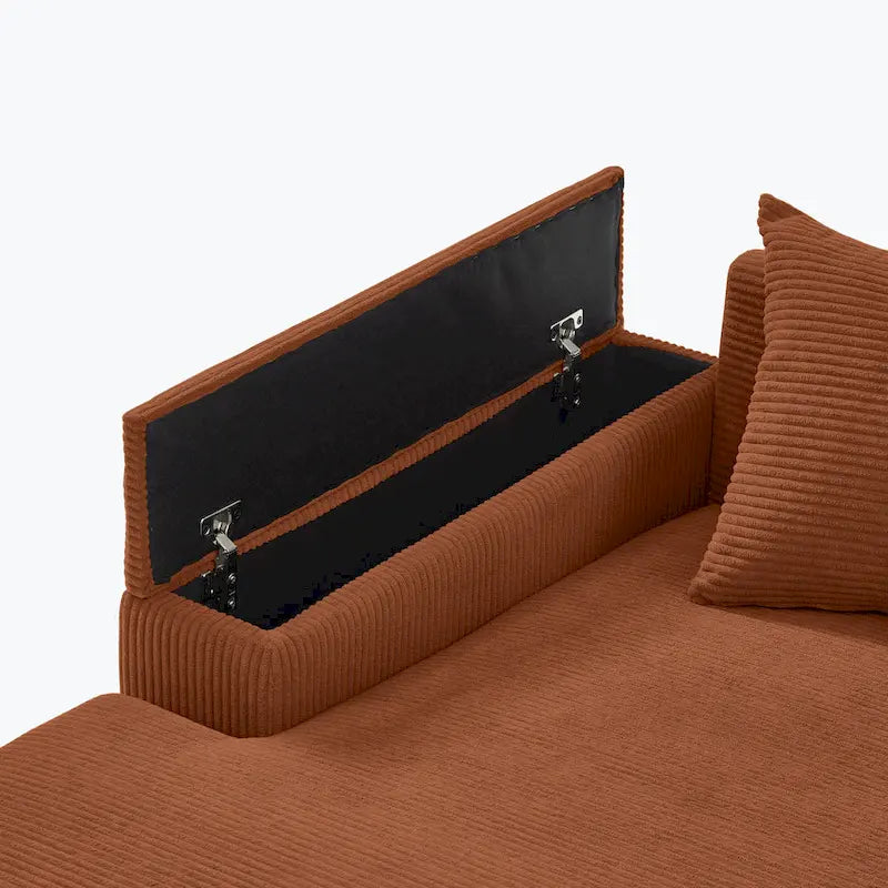 111 Corduroy L-Shaped Sectional Sofa with Convertible Chaise