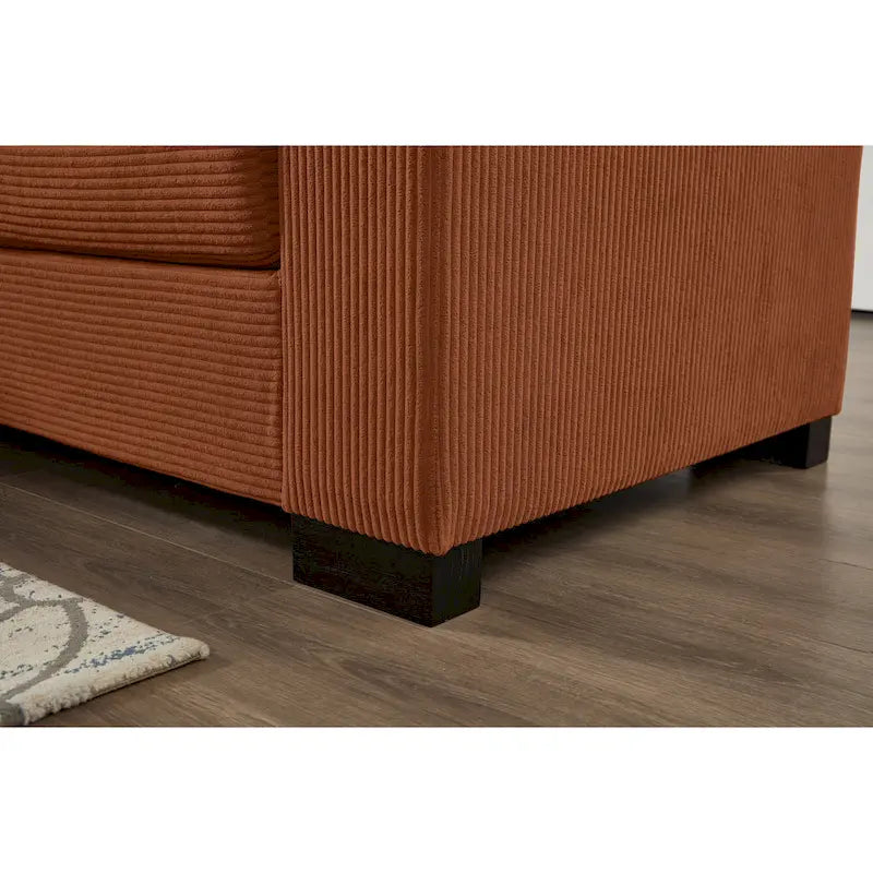 111 Corduroy L-Shaped Sectional Sofa with Convertible Chaise