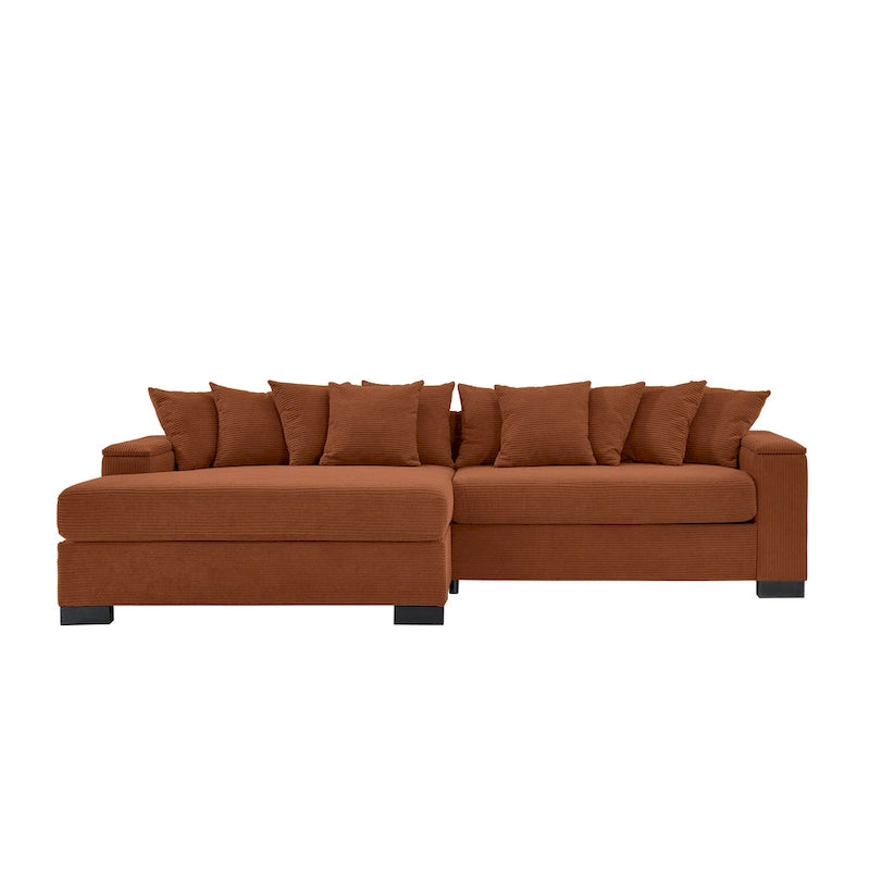 111 Corduroy L-Shaped Sectional Sofa with Convertible Chaise