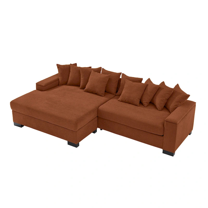 111 Corduroy L-Shaped Sectional Sofa with Convertible Chaise