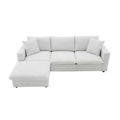 101 L-Shaped Cloud Sectional Sofa with Ottoman & Pocket Springs