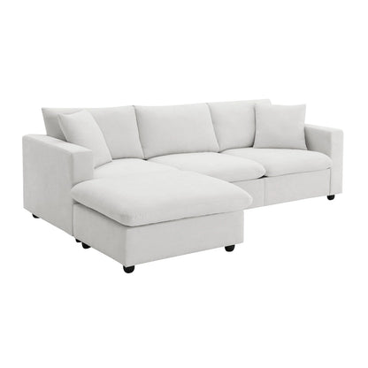 101 L-Shaped Cloud Sectional Sofa with Ottoman & Pocket Springs