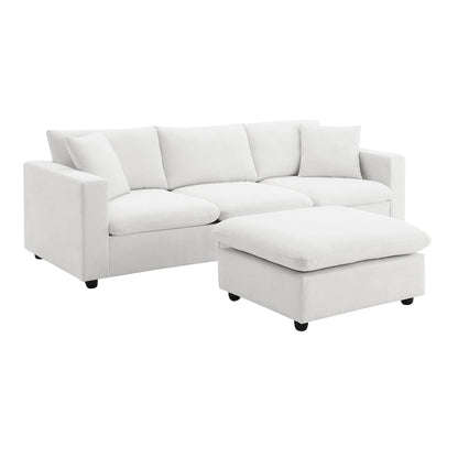 101 L-Shaped Cloud Sectional Sofa with Ottoman & Pocket Springs