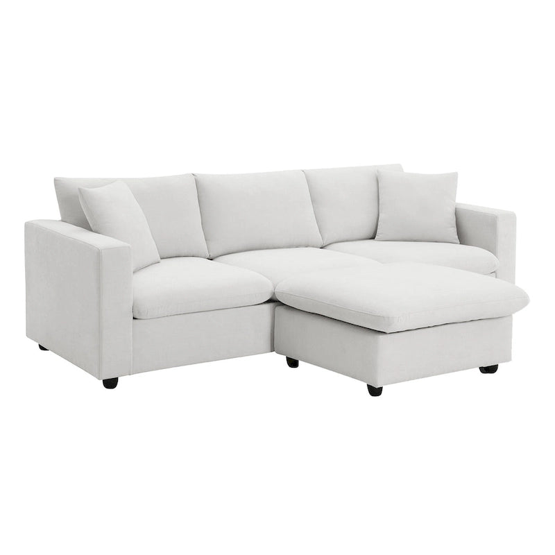 101 L-Shaped Cloud Sectional Sofa with Ottoman & Pocket Springs