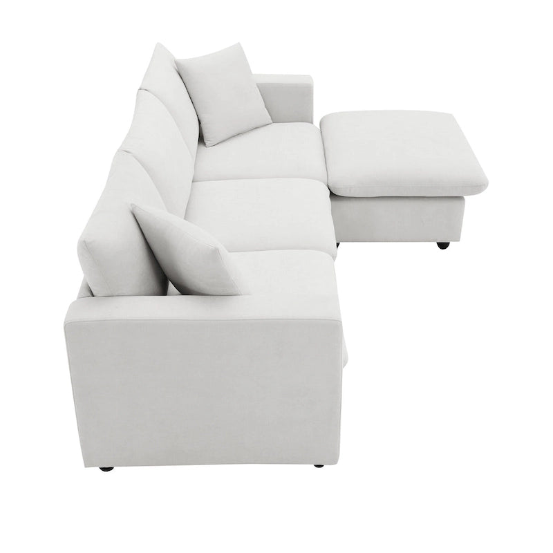 101 L-Shaped Cloud Sectional Sofa with Ottoman & Pocket Springs