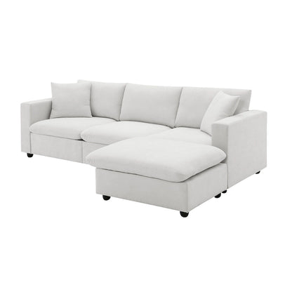101 L-Shaped Cloud Sectional Sofa with Ottoman & Pocket Springs