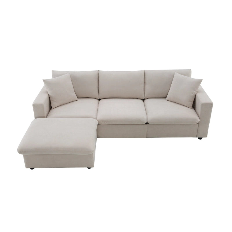 101 L-Shaped Cloud Sectional Sofa with Ottoman & Pocket Springs