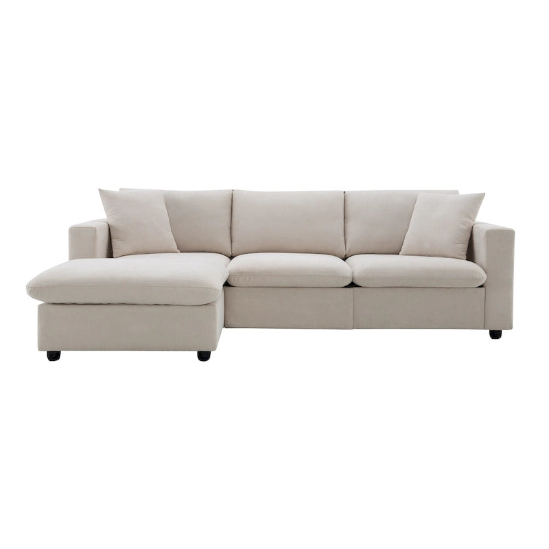 101 L-Shaped Cloud Sectional Sofa with Ottoman & Pocket Springs