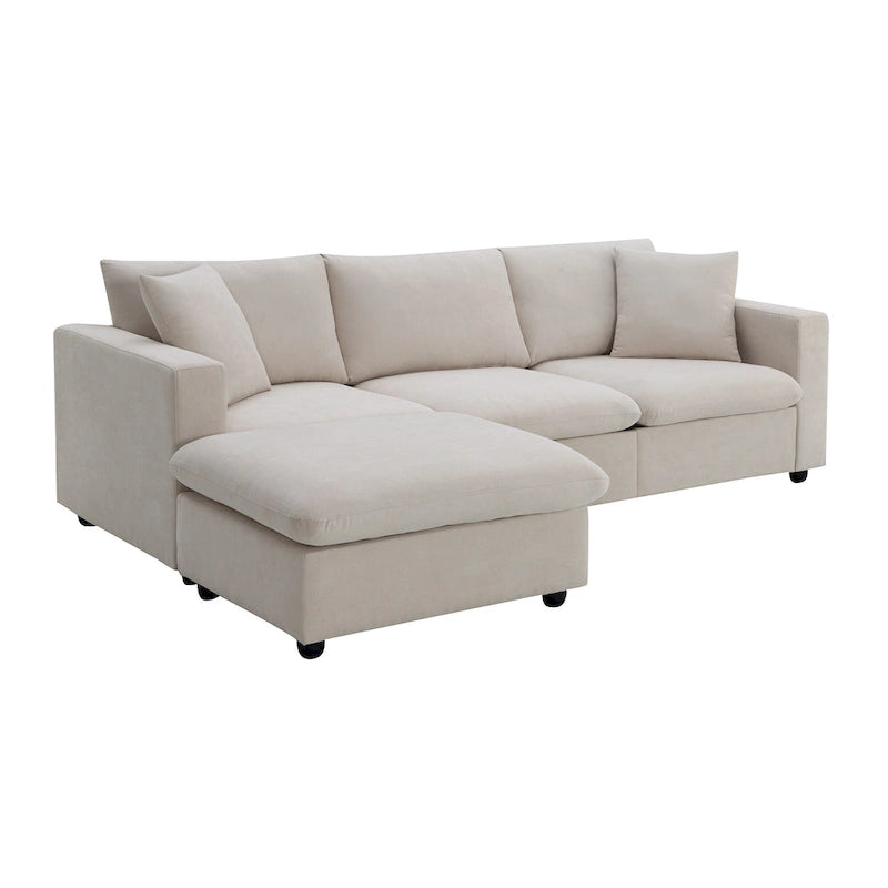 101 L-Shaped Cloud Sectional Sofa with Ottoman & Pocket Springs
