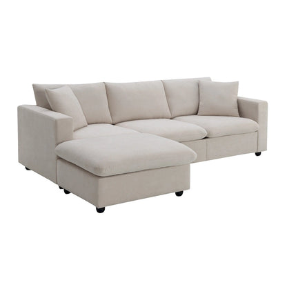 101 L-Shaped Cloud Sectional Sofa with Ottoman & Pocket Springs