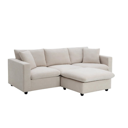 101 L-Shaped Cloud Sectional Sofa with Ottoman & Pocket Springs