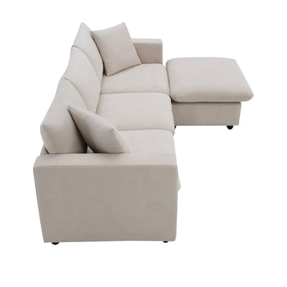 101 L-Shaped Cloud Sectional Sofa with Ottoman & Pocket Springs