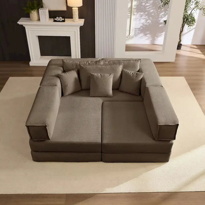 118.2  Oversized Upholstered Sectional Sofa Set, DIY Corduroy Sofa