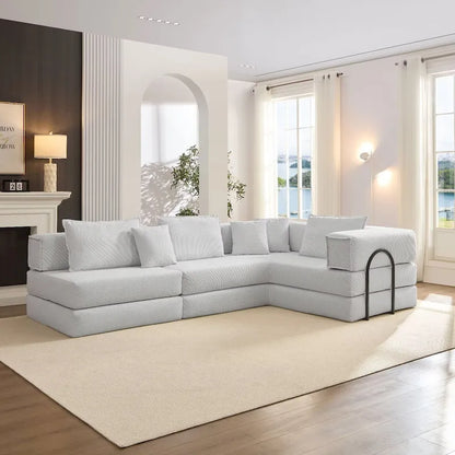 118.2  Oversized Upholstered Sectional Sofa Set, DIY Corduroy Sofa