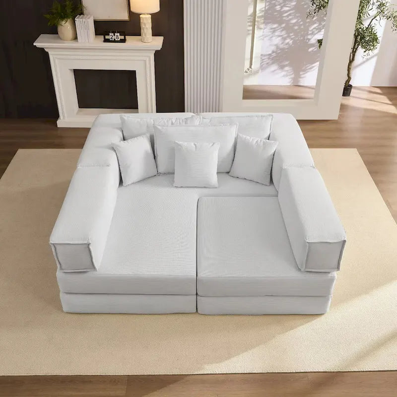 118.2  Oversized Upholstered Sectional Sofa Set, DIY Corduroy Sofa