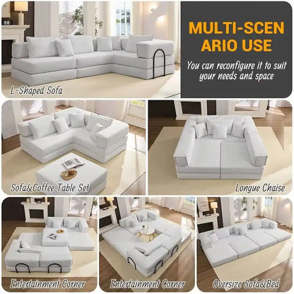 118.2  Oversized Upholstered Sectional Sofa Set, DIY Corduroy Sofa