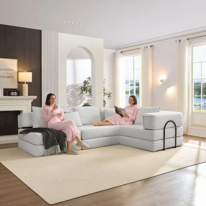 118.2  Oversized Upholstered Sectional Sofa Set, DIY Corduroy Sofa