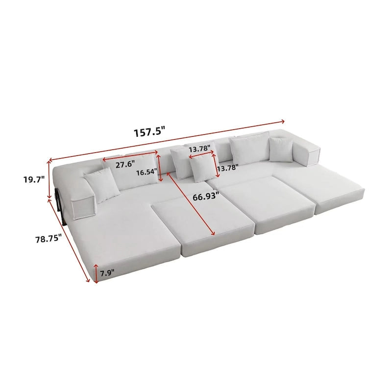 118.2  Oversized Upholstered Sectional Sofa Set, DIY Corduroy Sofa
