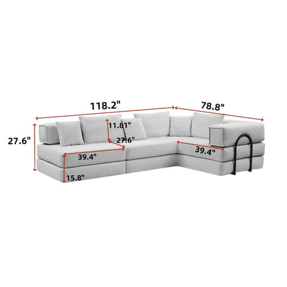 118.2  Oversized Upholstered Sectional Sofa Set, DIY Corduroy Sofa