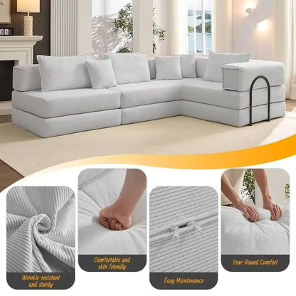 118.2  Oversized Upholstered Sectional Sofa Set, DIY Corduroy Sofa