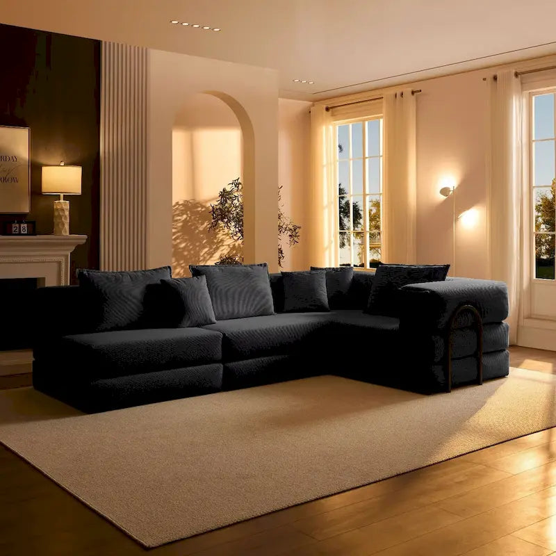 118.2  Oversized Upholstered Sectional Sofa Set, DIY Corduroy Sofa