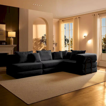 118.2  Oversized Upholstered Sectional Sofa Set, DIY Corduroy Sofa