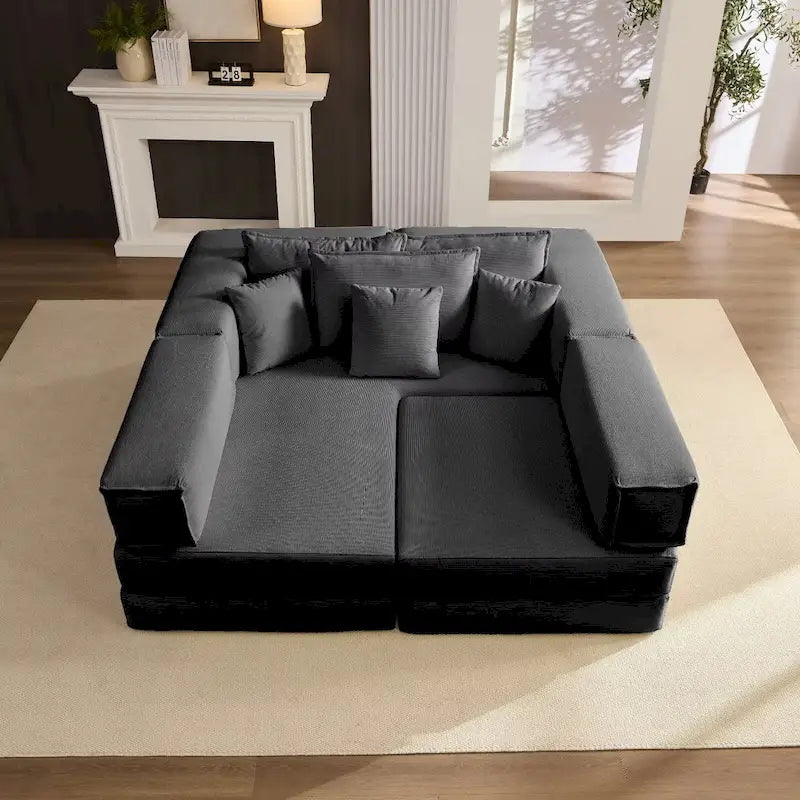 118.2  Oversized Upholstered Sectional Sofa Set, DIY Corduroy Sofa