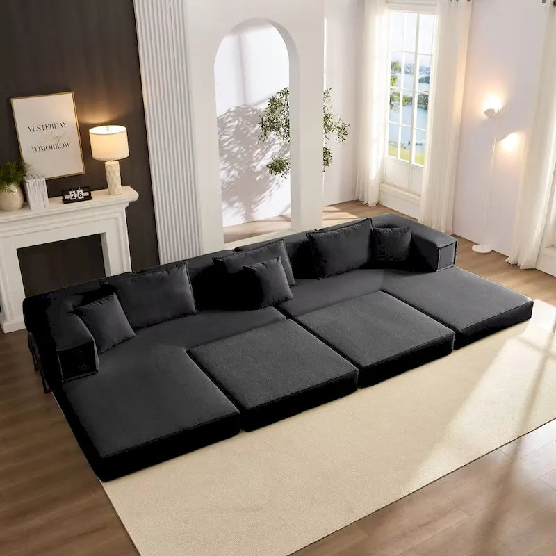 118.2  Oversized Upholstered Sectional Sofa Set, DIY Corduroy Sofa