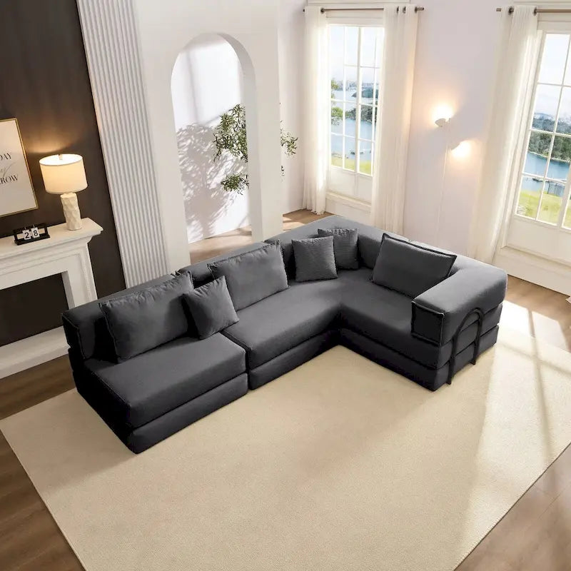 118.2  Oversized Upholstered Sectional Sofa Set, DIY Corduroy Sofa