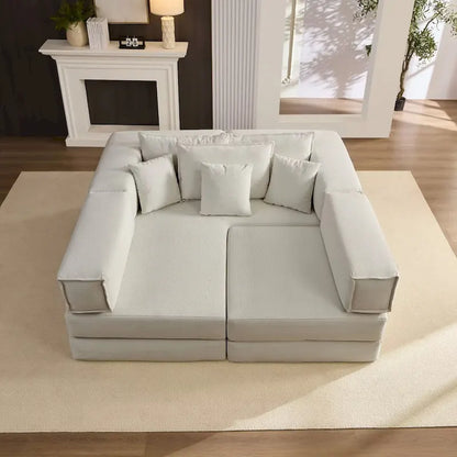 118.2  Oversized Upholstered Sectional Sofa Set, DIY Corduroy Sofa